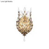 Modern Laurel Wall Light With Crystal Drop - Silver/Brass