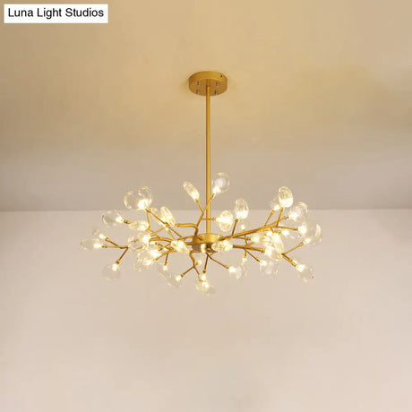 Modern Leaf-Shaped Brass Pendant Chandelier With Led Lighting