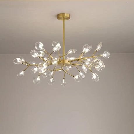 Modern Leaf-Shaped Brass Pendant Chandelier With Led Lighting 45 / Clear