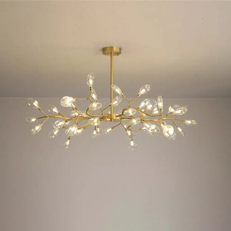 Modern Leaf-Shaped Brass Pendant Chandelier With Led Lighting 54 / Clear