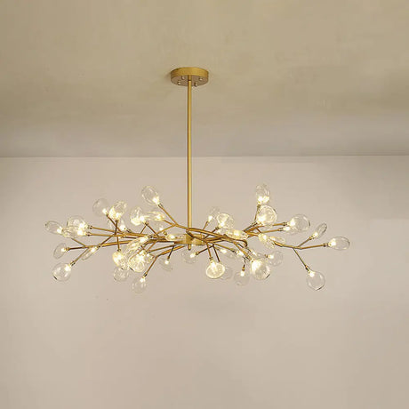 Modern Leaf-Shaped Brass Pendant Chandelier With Led Lighting 54 / Gold Clear