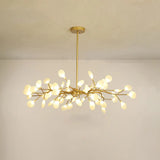 Modern Leaf-Shaped Brass Pendant Chandelier With Led Lighting 54 / Gold White
