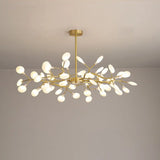 Modern Leaf-Shaped Brass Pendant Chandelier With Led Lighting 54 / White