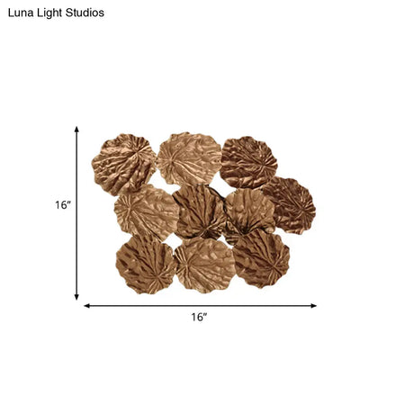 Modern Leaf-Shaped Hallway Sconce Light Fixture: Stylish Aluminum 4 Bulbs Dark Coffee/Gold Wall