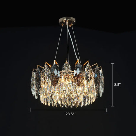 Modern Leaf-Shaped Pendant Chandelier With Clear Crystal Shade - 8-Head Hanging Lamp For