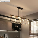Modern Led Acrylic Chandelier Pendant - Black/Gold Ceiling Lamp Kit With Color-Changing Light