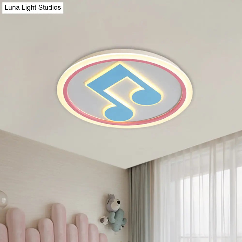 Modern Led Acrylic Flush Light - Blue Music Note Shaped Ceiling Lamp In White/Warm