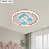 Modern Led Acrylic Flush Light - Blue Music Note Shaped Ceiling Lamp In White/Warm