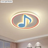 Modern Led Acrylic Flush Light - Blue Music Note Shaped Ceiling Lamp In White/Warm