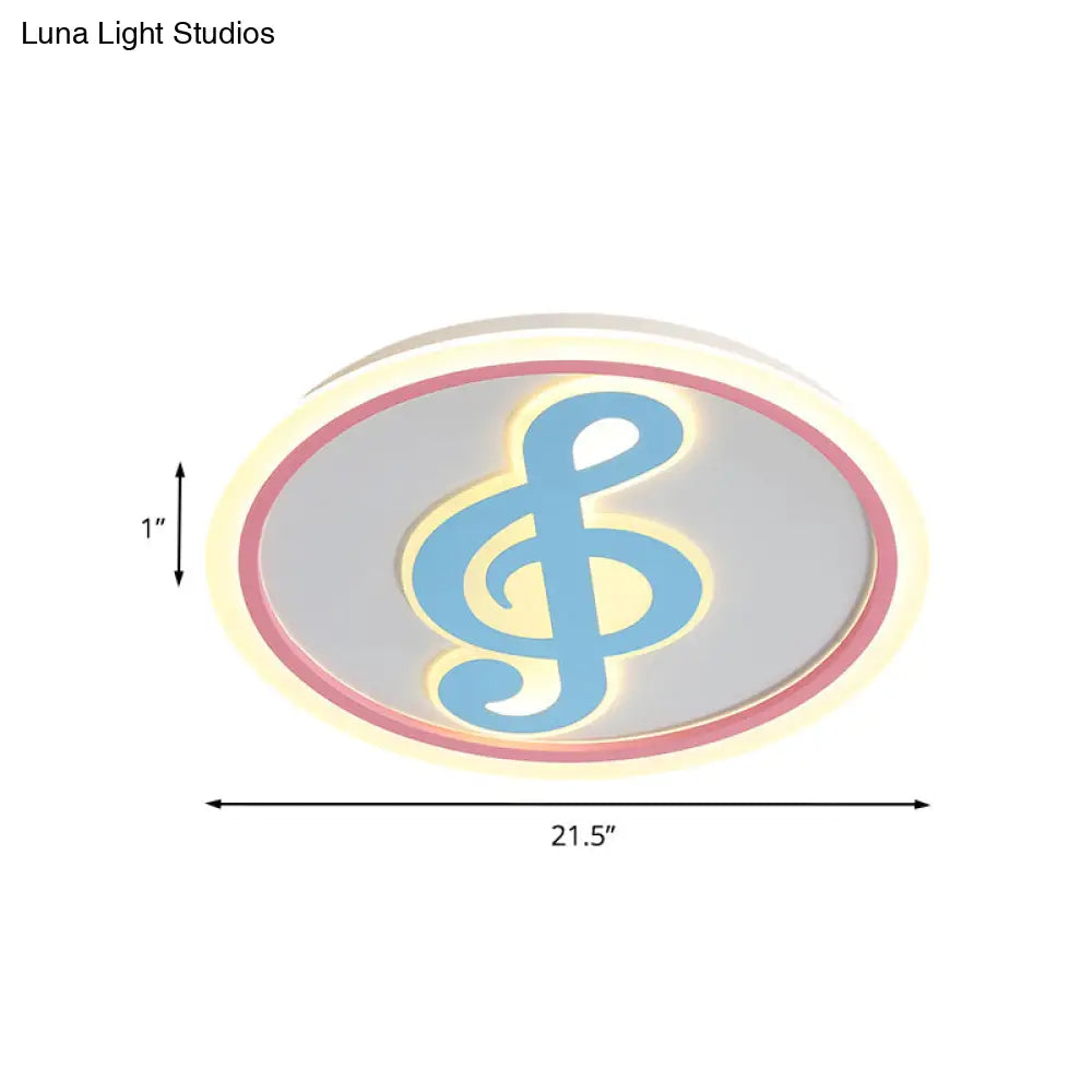 Modern Led Acrylic Flush Light - Blue Music Note Shaped Ceiling Lamp In White/Warm
