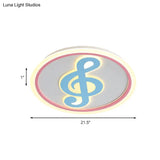 Modern Led Acrylic Flush Light - Blue Music Note Shaped Ceiling Lamp In White/Warm
