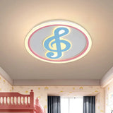 Modern Led Acrylic Flush Light - Blue Music Note Shaped Ceiling Lamp In White/Warm / White A