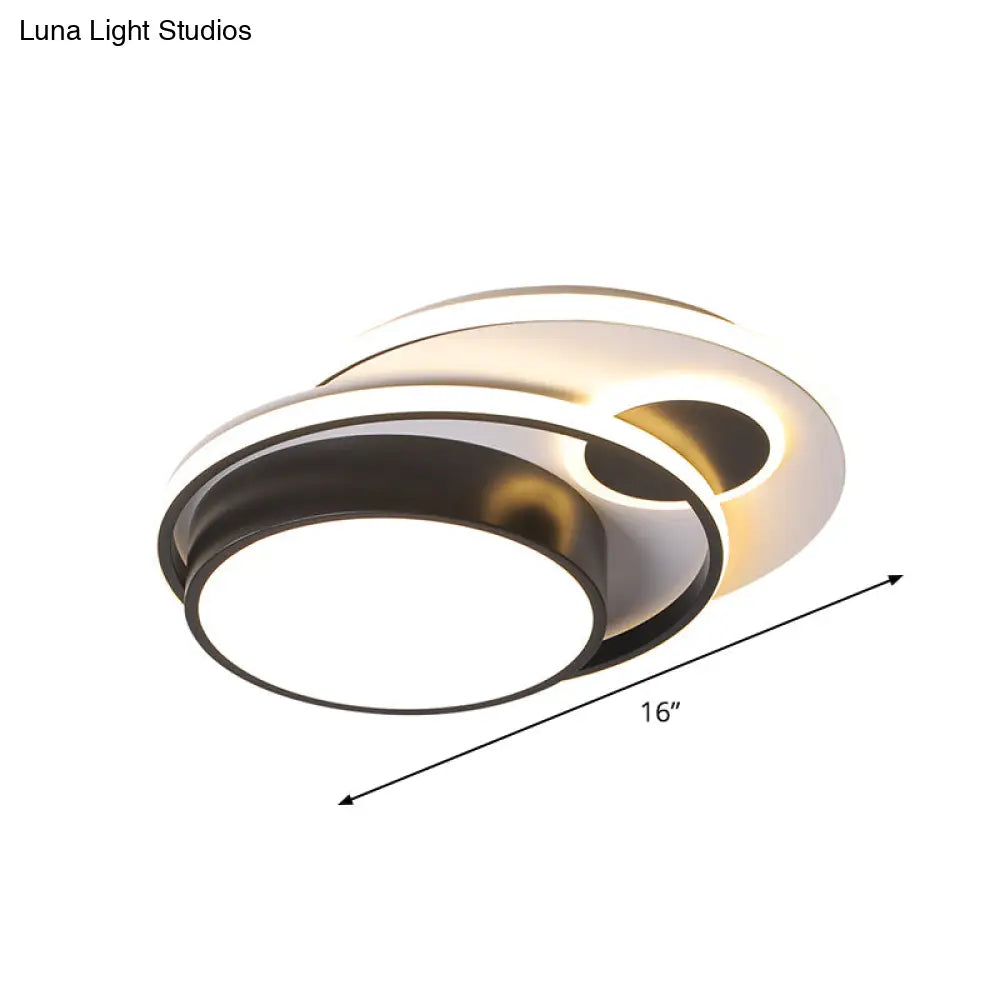 Modern Led Acrylic Flush Mount Lamp Black & White Bedroom Light Fixture