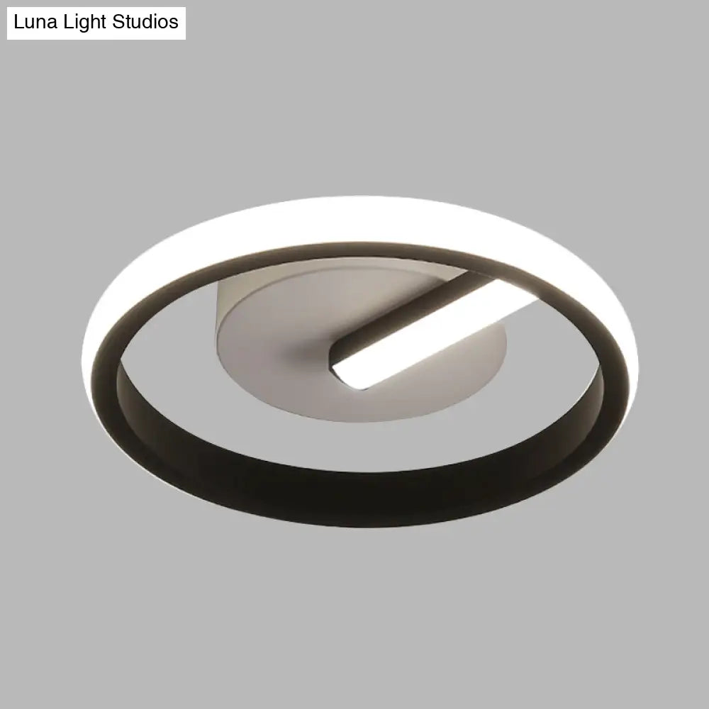 Modern Led Acrylic Flushmount Light In Black For Corridor - White/Warm