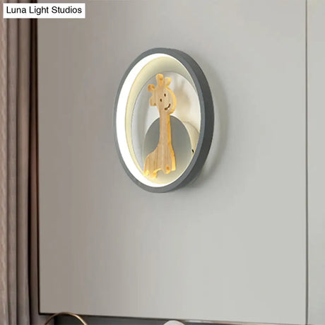 Modern Led Acrylic Giraffe Wall Sconce For Children Room - Grey/Black Warm/White Light