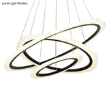 Modern Led Acrylic Hanging Pendant Light - White Circular Stairway Chandelier