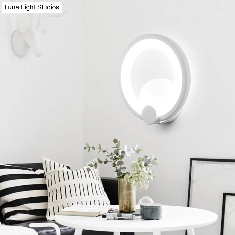 Modern Led Acrylic Sconce Light - 7.5/10 Diameter White Wall Lamp In Warm/White