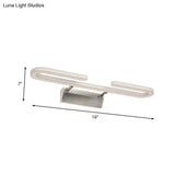 Modern Led Acrylic Vanity Light Fixture In White - Paper Clip Shaped Wall Sconce Lamp For Bathroom