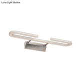Modern Led Acrylic Vanity Light Fixture In White - Paper Clip Shaped Wall Sconce Lamp For Bathroom