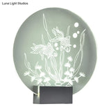 Modern Led Acrylic Wall Lamp: Clear Rounded Fish And Coral Mural Asian-Inspired Lighting For