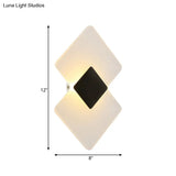 Modern Led Acrylic Wall Lamp: Textured Silver/Black Rhombus Sconce Light With Remote Control