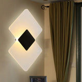 Modern Led Acrylic Wall Lamp: Textured Silver/Black Rhombus Sconce Light With Remote Control Black