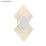Modern Led Acrylic Wall Lamp: Textured Silver/Black Rhombus Sconce Light With Remote Control