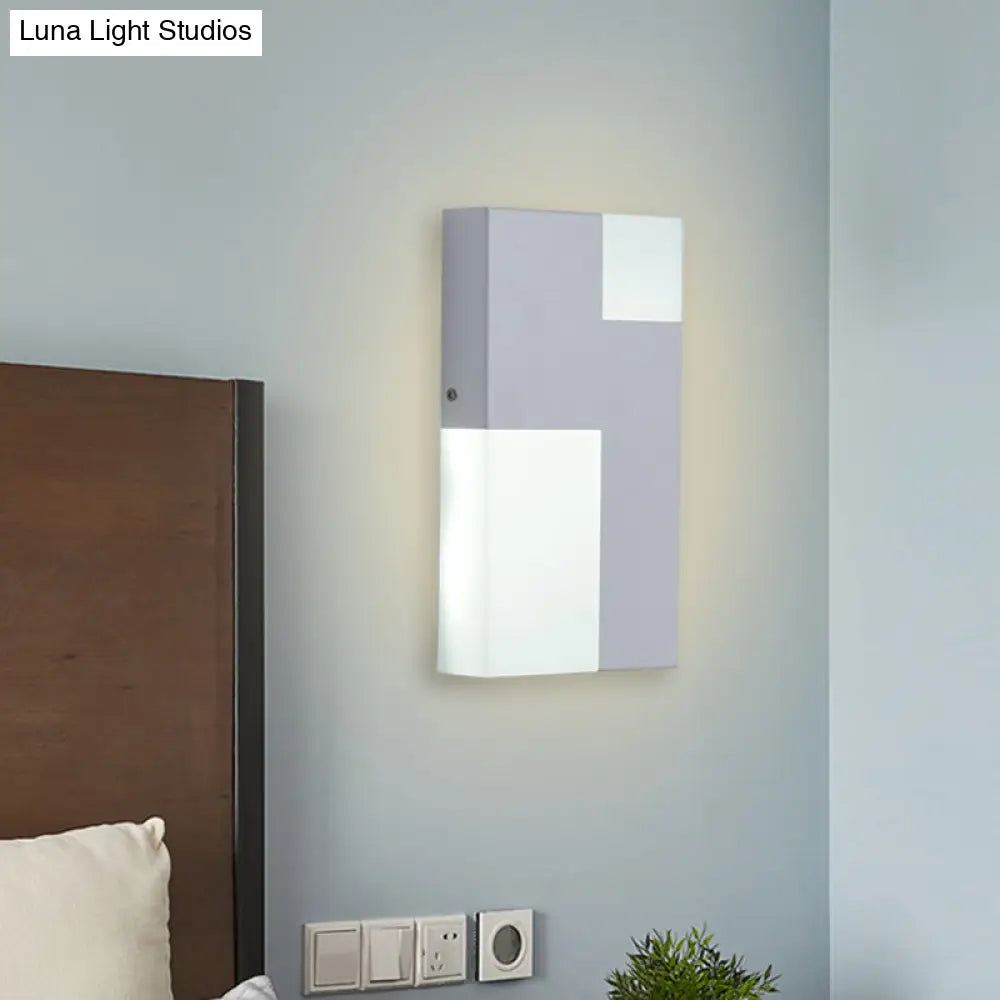 Modern Led Acrylic Wall Sconce Light - White/Black Rectangular Minimalist Lamp For Bedside