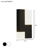 Modern Led Acrylic Wall Sconce Light - White/Black Rectangular Minimalist Lamp For Bedside