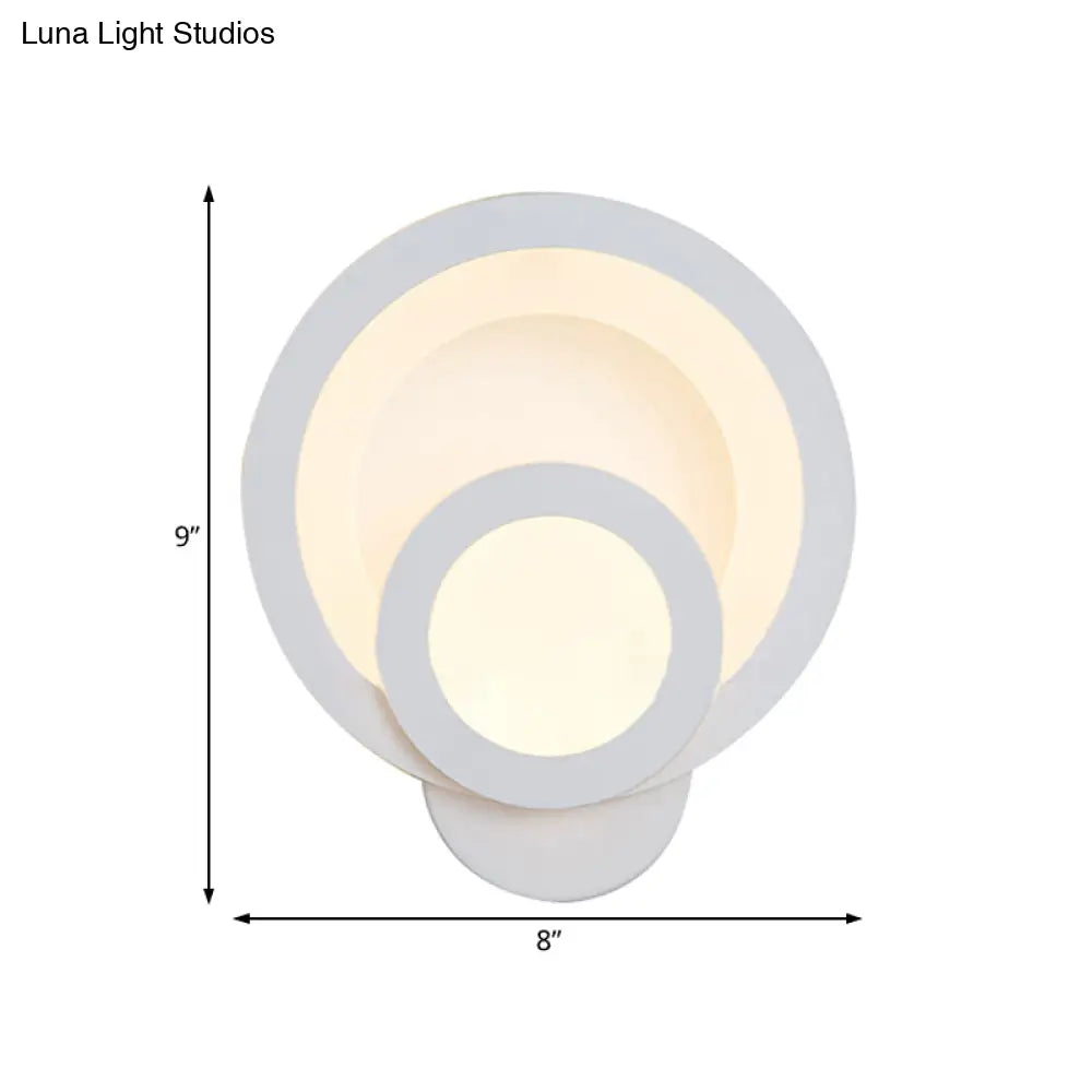 Modern Led Acrylic Wall Sconce - Round Stairway Light Fixture 8 Wide Warm/White