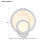 Modern Led Acrylic Wall Sconce - Round Stairway Light Fixture 8 Wide Warm/White