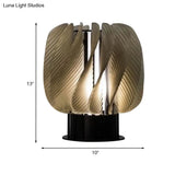 Modern Led Amber Desk Lamp With Spiral Panel Design - Perfect For Living Room And Bedroom
