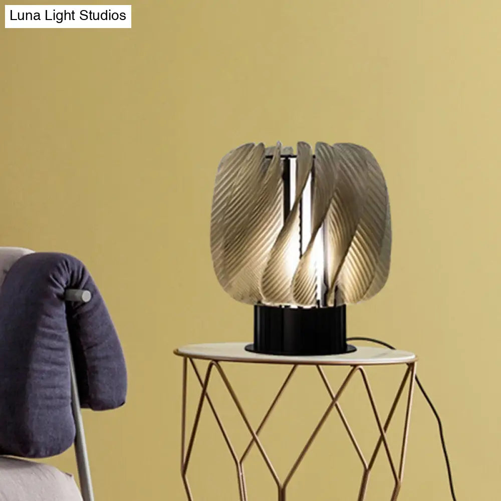 Modern Led Amber Desk Lamp With Spiral Panel Design - Perfect For Living Room And Bedroom