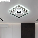 Modern Led Bedroom Ceiling Flush Mount Light Fixture With Acrylic Shade In White/Warm - Black