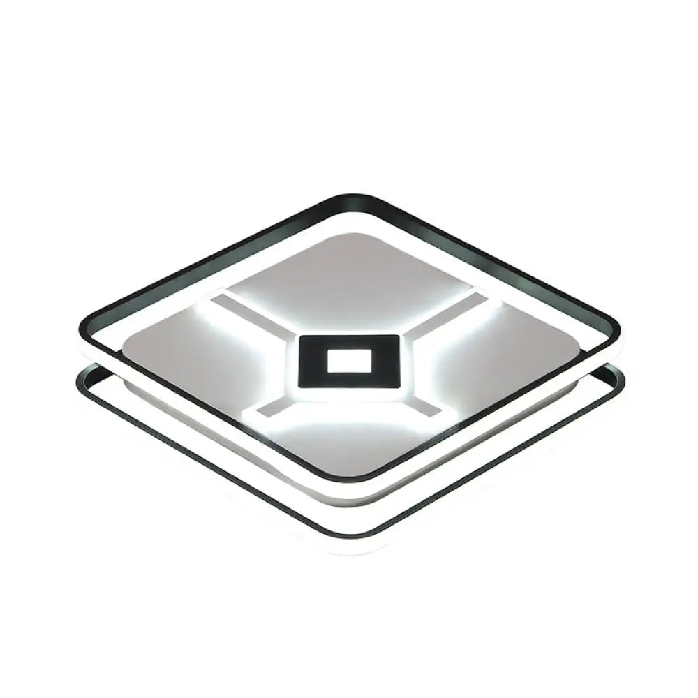 Modern Led Bedroom Ceiling Flush Mount Light Fixture With Acrylic Shade In White/Warm - Black