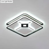 Modern Led Bedroom Ceiling Flush Mount Light Fixture With Acrylic Shade In White/Warm - Black