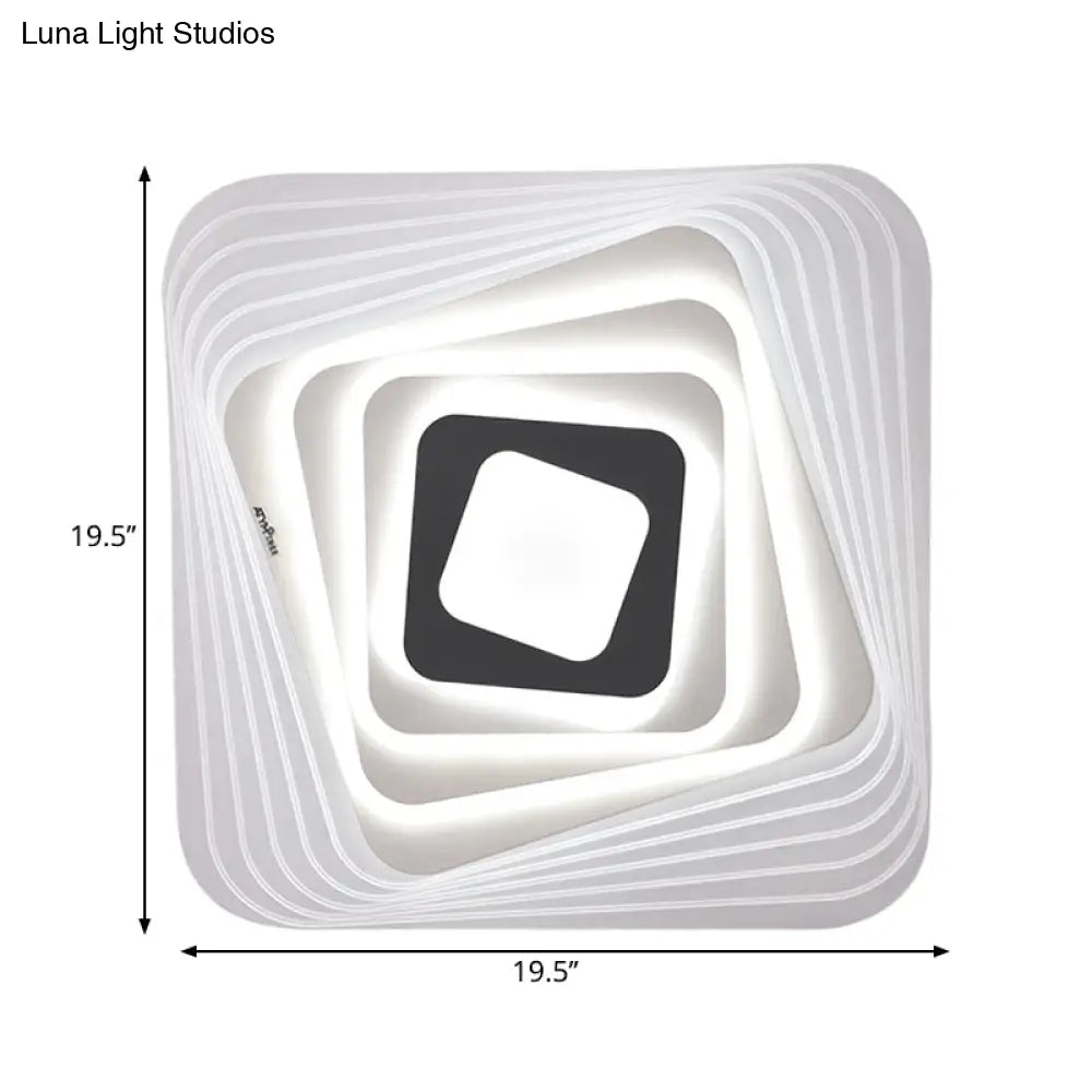 Modern Led Bedroom Ceiling Light: Simplicity White Flush Mount With Acrylic Stacked Shade