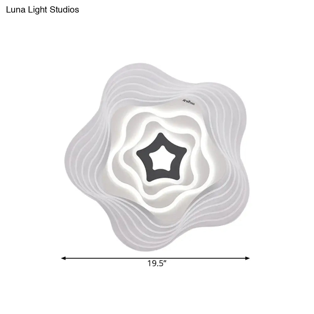 Modern Led Bedroom Ceiling Light: Simplicity White Flush Mount With Acrylic Stacked Shade