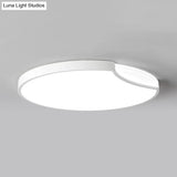 Modern Led Bedroom Flush Mount Lighting With White/Black Metal Shade And Diffused Warm Light