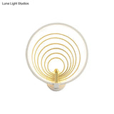 Modern Led Bedroom Sconce Light - Black/White Bedside Wall Fixture With Halo-Ring Shade