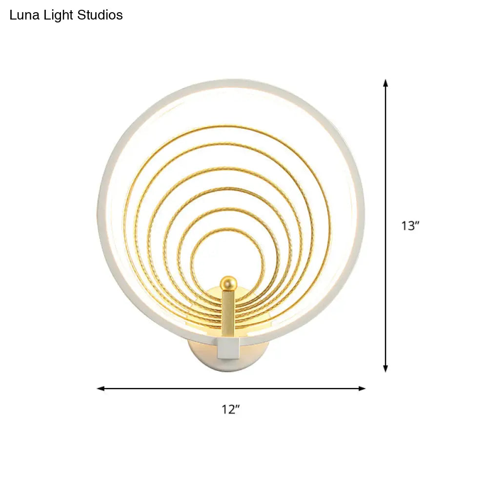 Modern Led Bedroom Sconce Light - Black/White Bedside Wall Fixture With Halo-Ring Shade