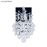 Modern Led Bedside Sconce Lamp With Crystal Artichoke Design In Chrome