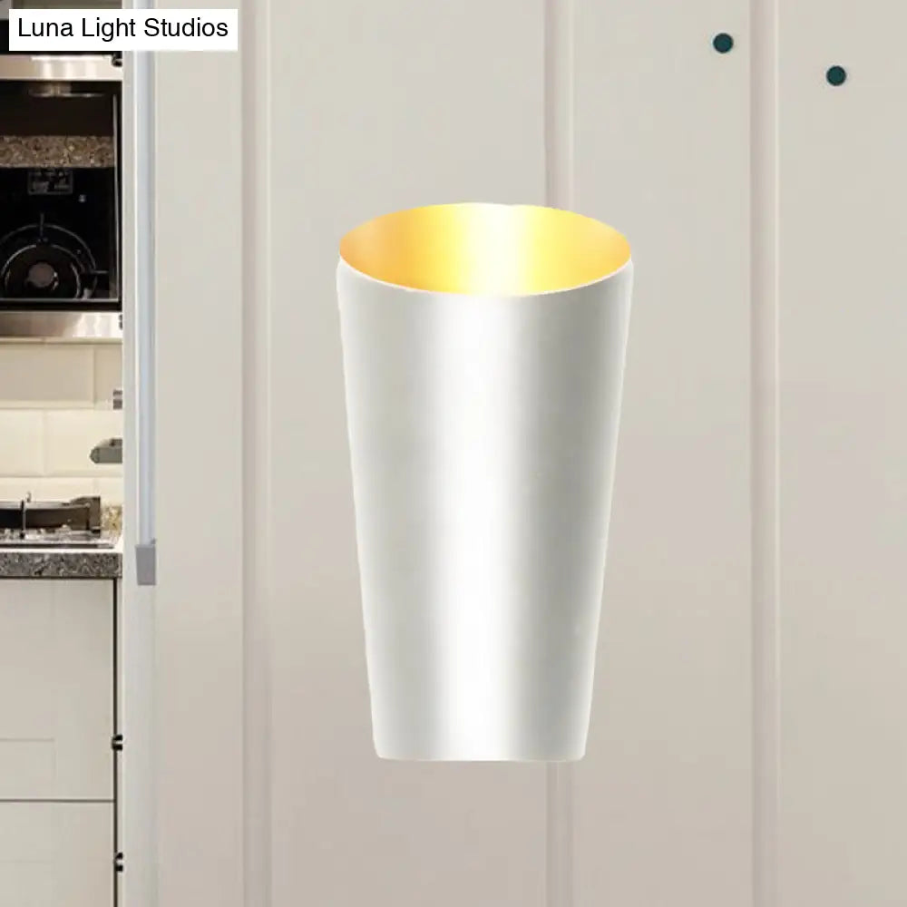 Modern Led Bedside Sconce Light - Black/White Finish Wall Lamp With Aluminum Cylinder Shade