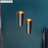 Modern Led Bedside Sconce Light - Black/White Finish Wall Lamp With Aluminum Cylinder Shade