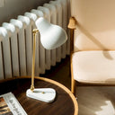 Modern Led Bedside Table Lamp In White And Gold - Rotatable Reading Light