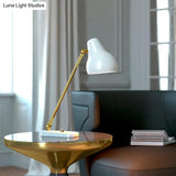 Modern Led Bedside Table Lamp In White And Gold - Rotatable Reading Light