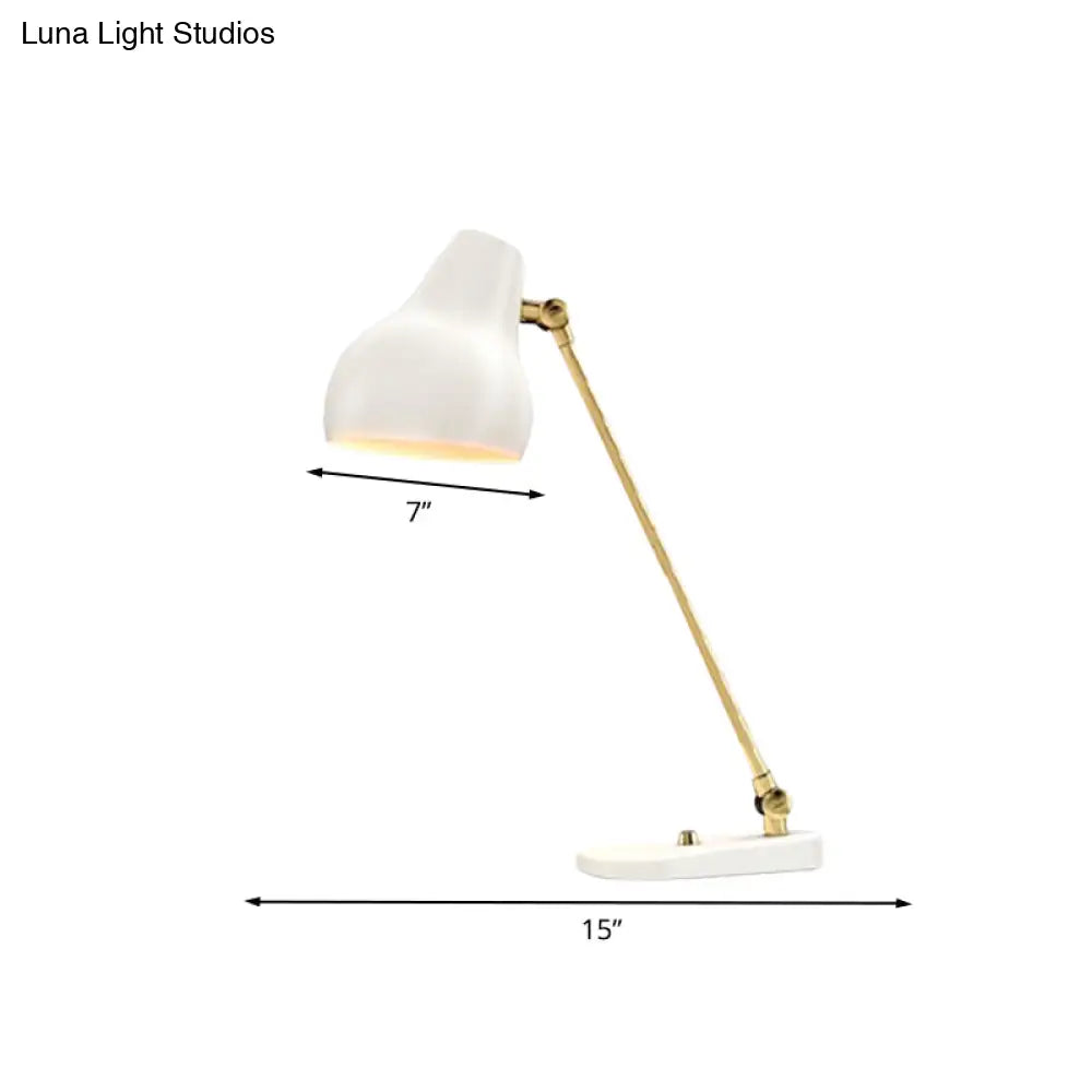 Modern Led Bedside Table Lamp In White And Gold - Rotatable Reading Light