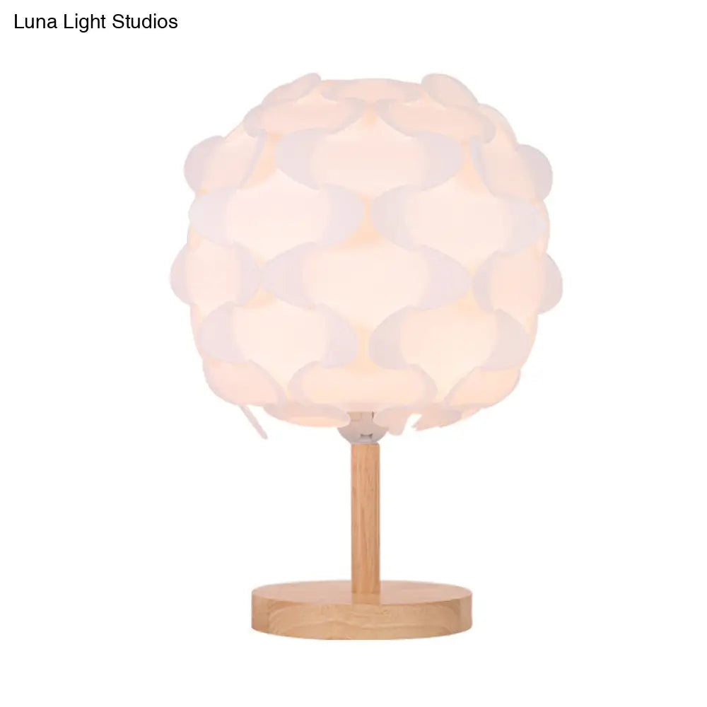 Modern Led Beige Nightstand Lamp With Blossom Acrylic Shade For Bedside
