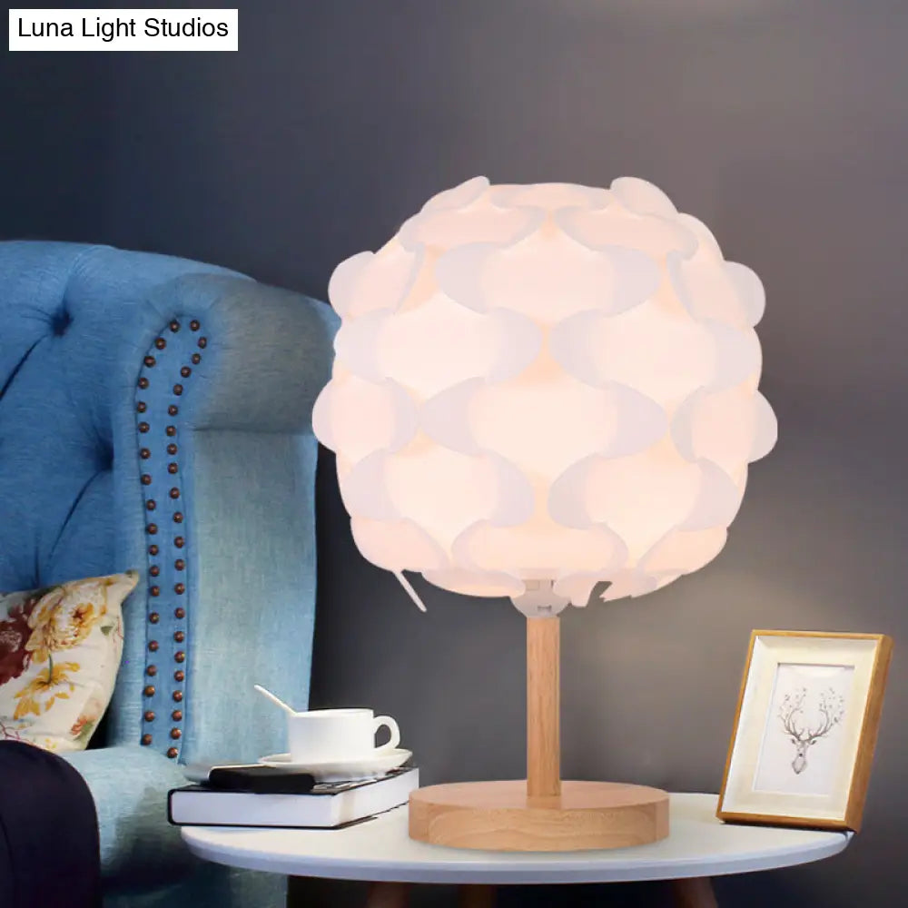 Modern Led Beige Nightstand Lamp With Blossom Acrylic Shade For Bedside