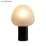 Modern Led Black Desk Lamp For Bedroom - Milk White Prismatic Glass Onion Table Light